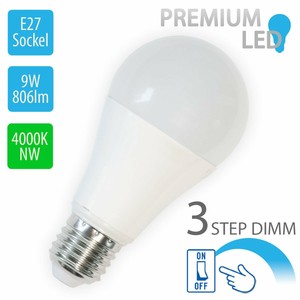 3 Step Dimm E27 Led Premium Birne 9 Watt Wie 60w Dimmen Ohne Dimmer Neutralweiss Ebay