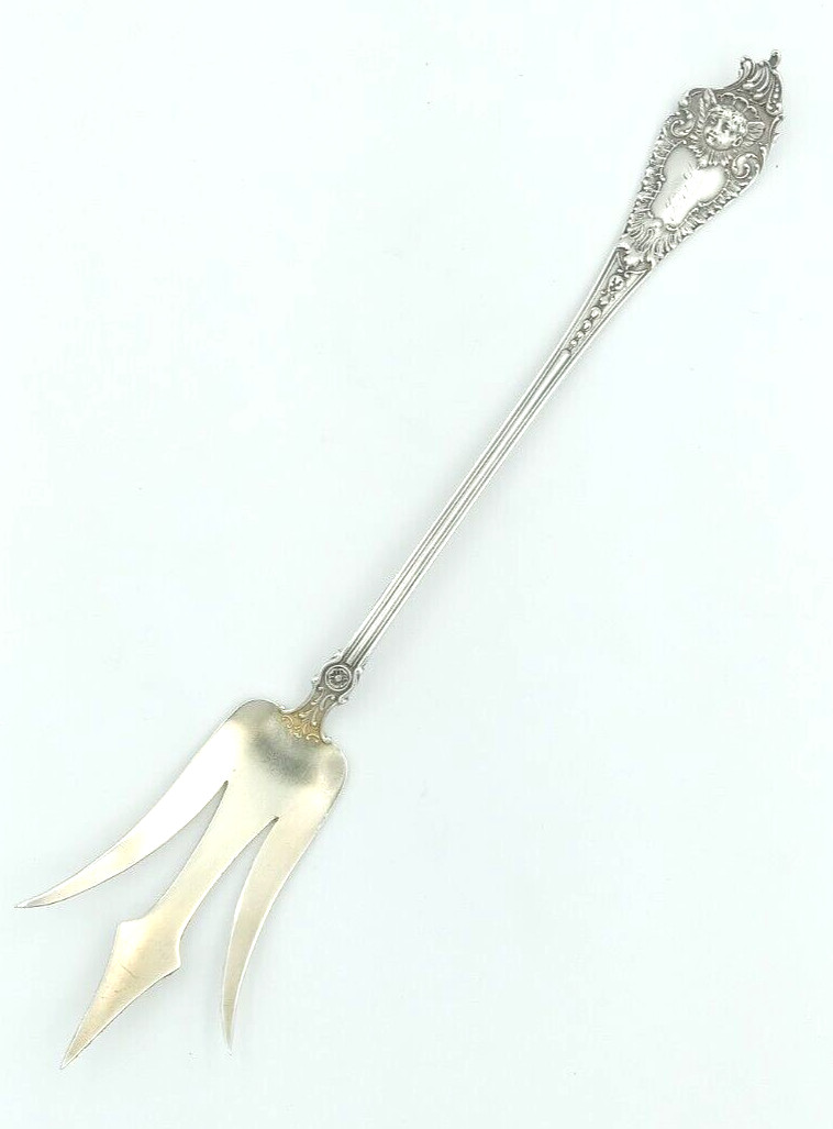 Antique Mechanics Sterling Co. Art Nouveau Winged Cherub 3 Tine Fork 8" MONO-JKL