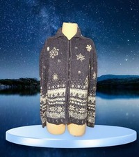 VINTAGE TIARA INTERNATIONAL Christmas Cardigan Sweater Full Zip Snowflake MEDIUM