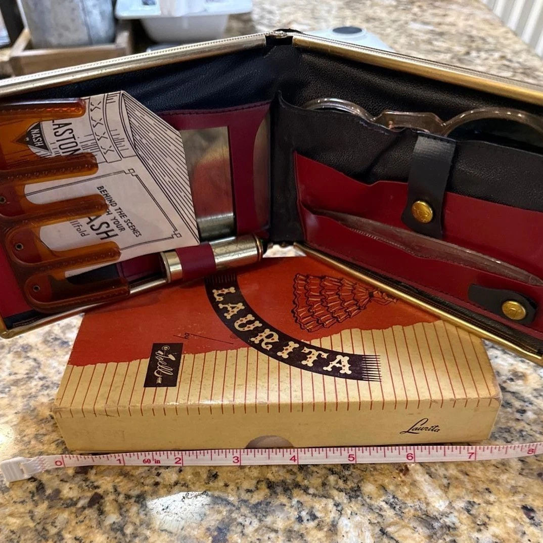 Vintage Laurita Toell Travel Case Beauty Kit Black Croc