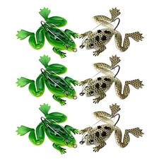 Lot de 6 leurres de pêche souples grenouille avec crochet 3D double hélice gr...