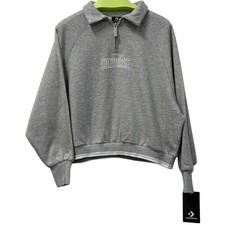Converse Girls Quarter Zip Sweatshirt Gray Size 10  11 Years NWT