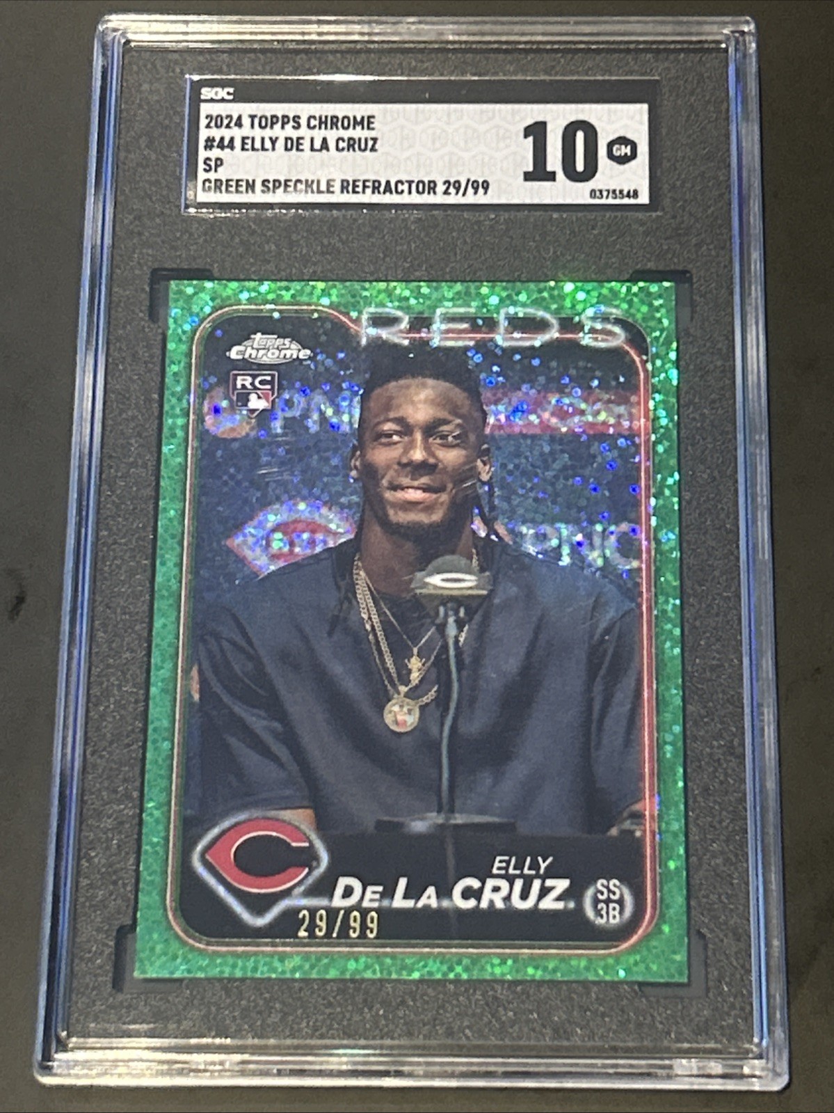 2024 Topps Chrome Image Variation Elly De La Cruz #44 Green Speckle /99 (RC)