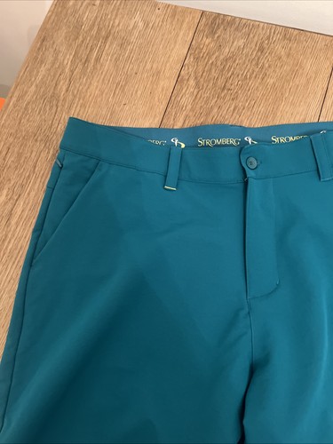 Pantalones Cortos de Golf Stromberg Para Hombre 38 Verde Azulado Elastizado Rendimiento Poliéster Ligeros - Imagen 3 de 10