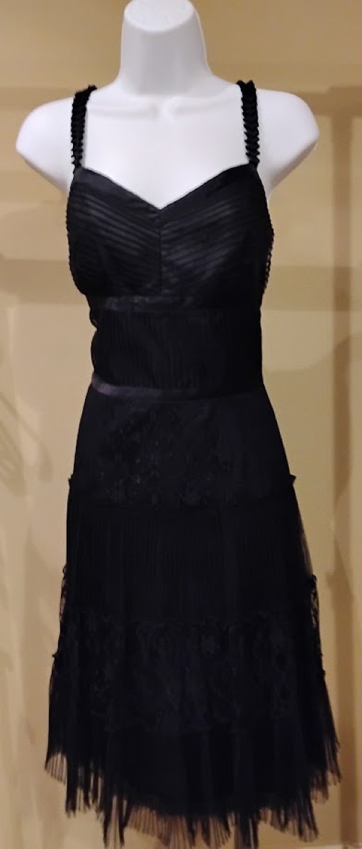 Antonio Melani Black Solid Lace A-Line Spaghetti … - image 3
