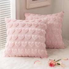 Valentines Pillow Covers 18x18 Inch Set of 2 Valentines Day Light Pink Heart Lov