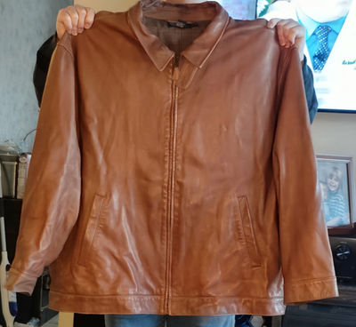 Polo Ralph Lauren 5XB Men's Brown Leather Full Zip Mid-Length