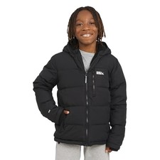 EDDIE BAUER BOYS CLASSIC HEAVYWEIGHT FUR LINED HOODED JACKET MEDIUM - BLACK