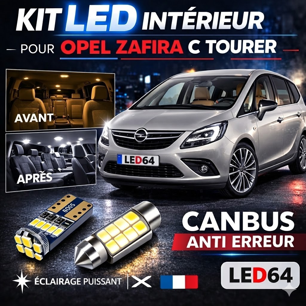 Kit ampoules LED blanc pour éclairage intérieur de Opel Zafira C-Tourer
