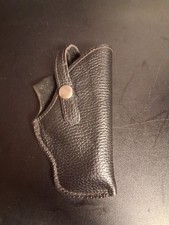 Vtg Monte Carlo DL63 RH Leather Belt Holster Black Button Strap USA Made LOOK!