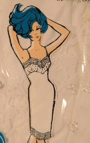 NOS Lingerie Slip 1960s Colette Tricot Lace Shadow Panel Mod Nylon Vtg Sealed