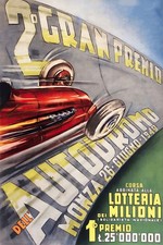 363135 Lotteria 1949 Monza Automobile Corsa Gran Premio Poster Vintage