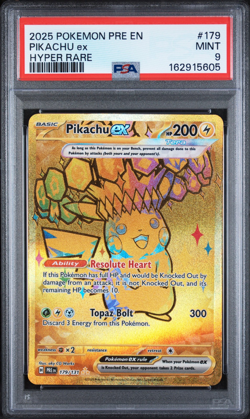 2025 POKEMON PRE EN-PRISMATIC EVOLUTIONS HYPER RARE #179 PIKACHU EX PSA 9