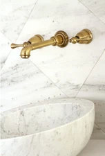 English Country KS7123BL Wall Mount Bathroom Faucet – Antique Brass – New