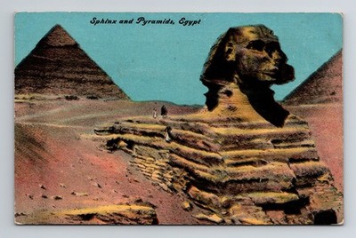 Postcard Sphinx of Gizeh and Pyramids - Egypt