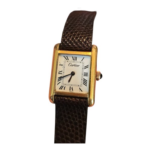 Cartier Tank Ladies 23mm  White Dial 18k Electroplated Swiss Manual Wind Watch.