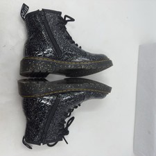 Dr. Martens Lace Up Boots Girls Black Cosmic Glitter US Child Kids 13 Combat Y2K