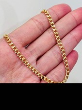 Gold Filled 3mm Curb Chain Bracelet   18K Gold  7.5"  8.5" Unisex