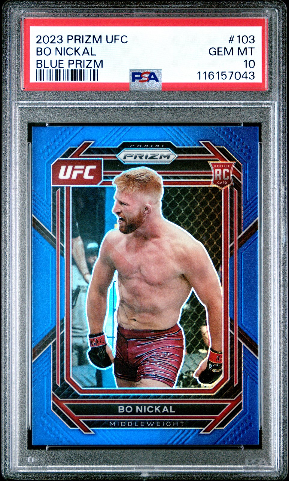 2023 PANINI PRIZM UFC BLUE PRIZM #103 BO NICKAL 87/175 PSA 10