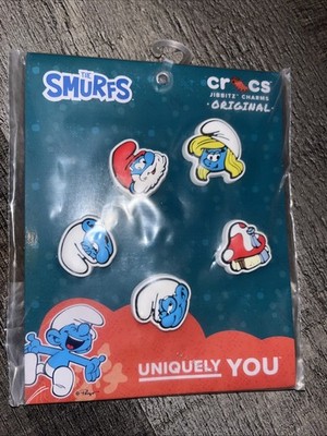 THE SMURFS 5 PACK SET CROCS ORIGINAL JIBBITZ CHARMS BRAND NEW UNIQUELY YOU