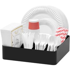Lifewit Paper Plate Organizer for Kitchen 12.3 x 11.3 x 3.7 IN, Black