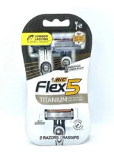 6 PACK- Bic Flex 5 Razor Titanium Ultra Thin Blades 2 Disposable Flexible Razors
