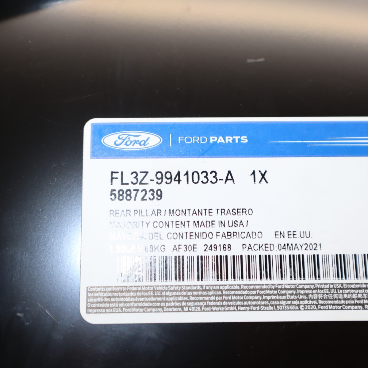 FORD F150 TRUNK BED CORNER PILLAR LEFT DRIVER 2017 2018 2019 2020 FL3Z-9941033-A