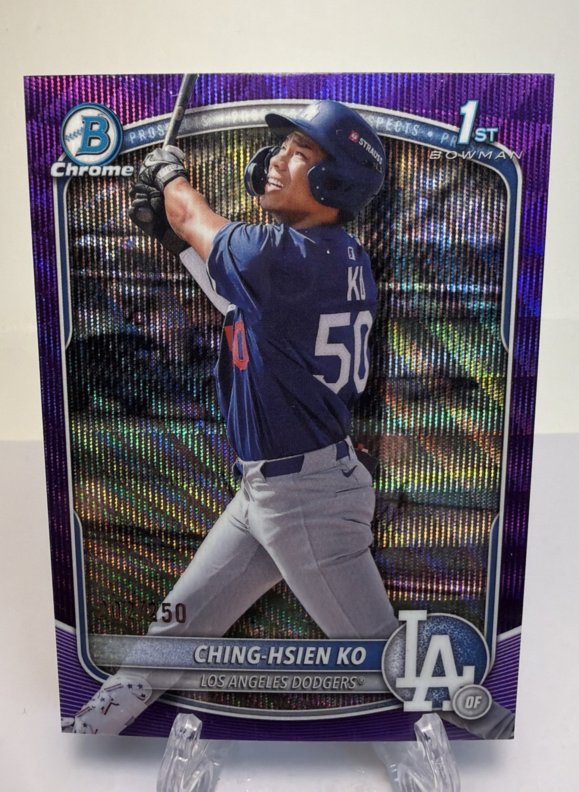2025 Bowman Chrome Ching-Hsien Ko 1st Bowman Purple WAVE Refractor /250 Dodgers