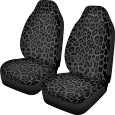 Dellukee Auto Front Car Seat Covers Seats 2 Pcs Black Leopard Print Universal... Dellukee Auto Front Car Seat Covers Seats 2 Pcs Black Leopard Print Universal...