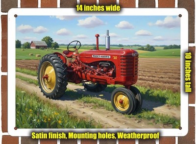 Metal Sign - 1947 Massey Harris Model 30 Tractor Oil Painting - 14x10
