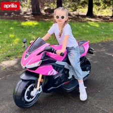 TCARAIWEN 24V Kids Motorcycle Electric Motorbike Aprilia Licensed Ride on Toy W/