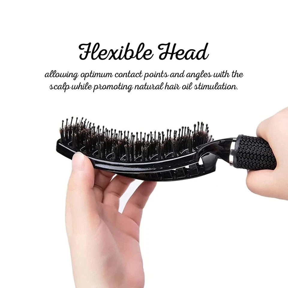 Performore Vented Boar Bristle Styling Hairstreaq Detangling White & Black - Image 3 of 4