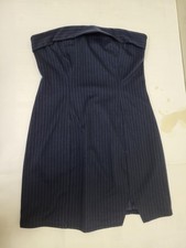 Wild Fable Dress Womens Medium Navy Pinstripe Strapless Tube Mini Side Zip Slit