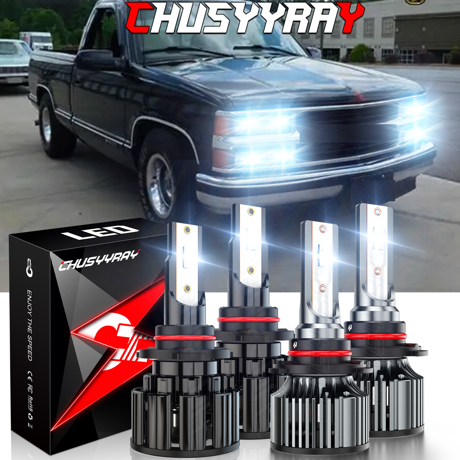 9006&9005 Headlight Kit Combo Bulbs 12000K High Low Beam Super Bright White