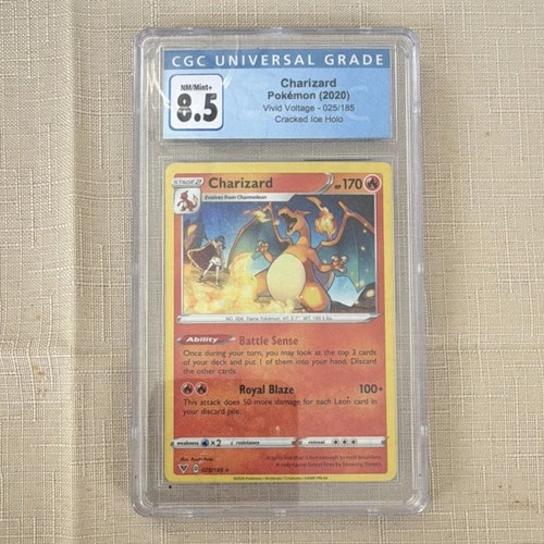 Charizard Vivid Voltage 025/185 CGC 8.5 Cracked Ice Holo Pokémon Card 2020