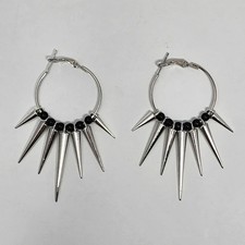 Silver Steel Spike Goth Earrings