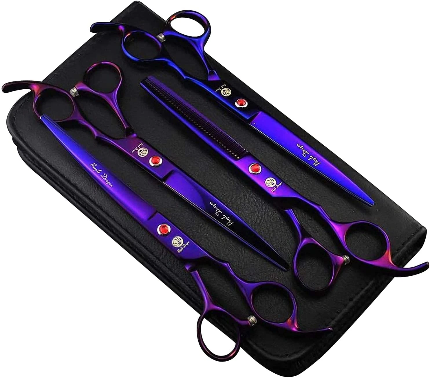 Purple Dragon Professional 7.0 Inch 4PCS Pet Grooming Scissors Kit Japan Premium
