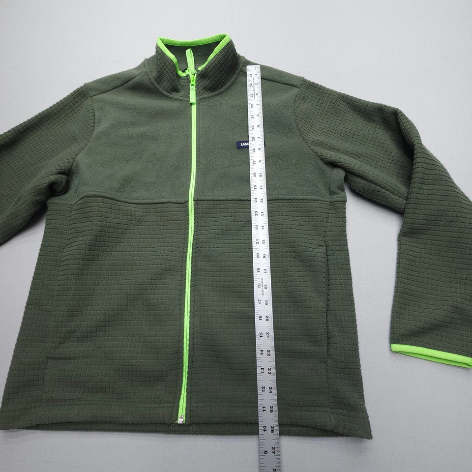 Chaqueta polar Lands End cremallera completa para hombre verde mediana ligera senderismo camping Foto 3 de 4