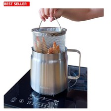 Fryer Pot 2Qt Stainless Steel Double Bottom Compatible All Heat Sources