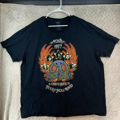 Aerosmith T-Shirt Mens 3XL Black 1977 Tour Reprint Official Graphic Short Sleeve
