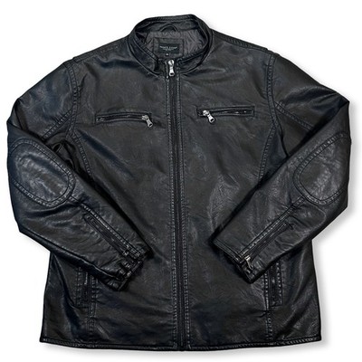 Pronto Uomo Motorcycle Jacket 2XL Black Faux Leather Cafe Racer Joseph