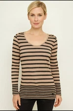 Burberry  Women's Striped Long Sleeve 100% Cotton T Shirt