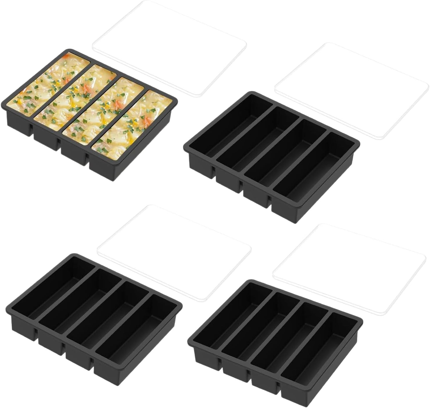 Bac à congélation silicone antiadhésif pour portions de soupe individuelles hermétiques
