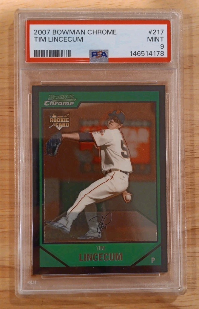 2007 BOWMAN CHROME #217 TIM LINCECUM ROOKIE RC PSA 9