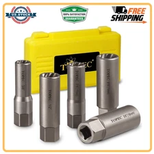 Topec 5-Piece Spiral Type Deep Extractor Set, Spark Plug Easy-out Set, for Re...