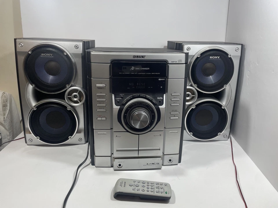 Sony MHC HCD-RG270 HiFi System Music 3 CD MP3 Cassette Tape Stereo + Speakers - Image 3 of 4