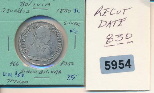 BOLIVIA - 1830 J.L. - 2 SUELDOS - SILVER -OVERDATE 3/2