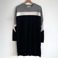 PRVLG Threads of Privilege Gray and Black Star Elbow Cashmere crew neck dress XS
