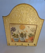 Vintage Hand Painted Sezzatini Firenze Floral Design Key Holder. Made In Italy.