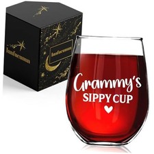Grammy s Sippy Cup Wine Glass,Funny Birthday Christmas Thanksgiving Gifts for